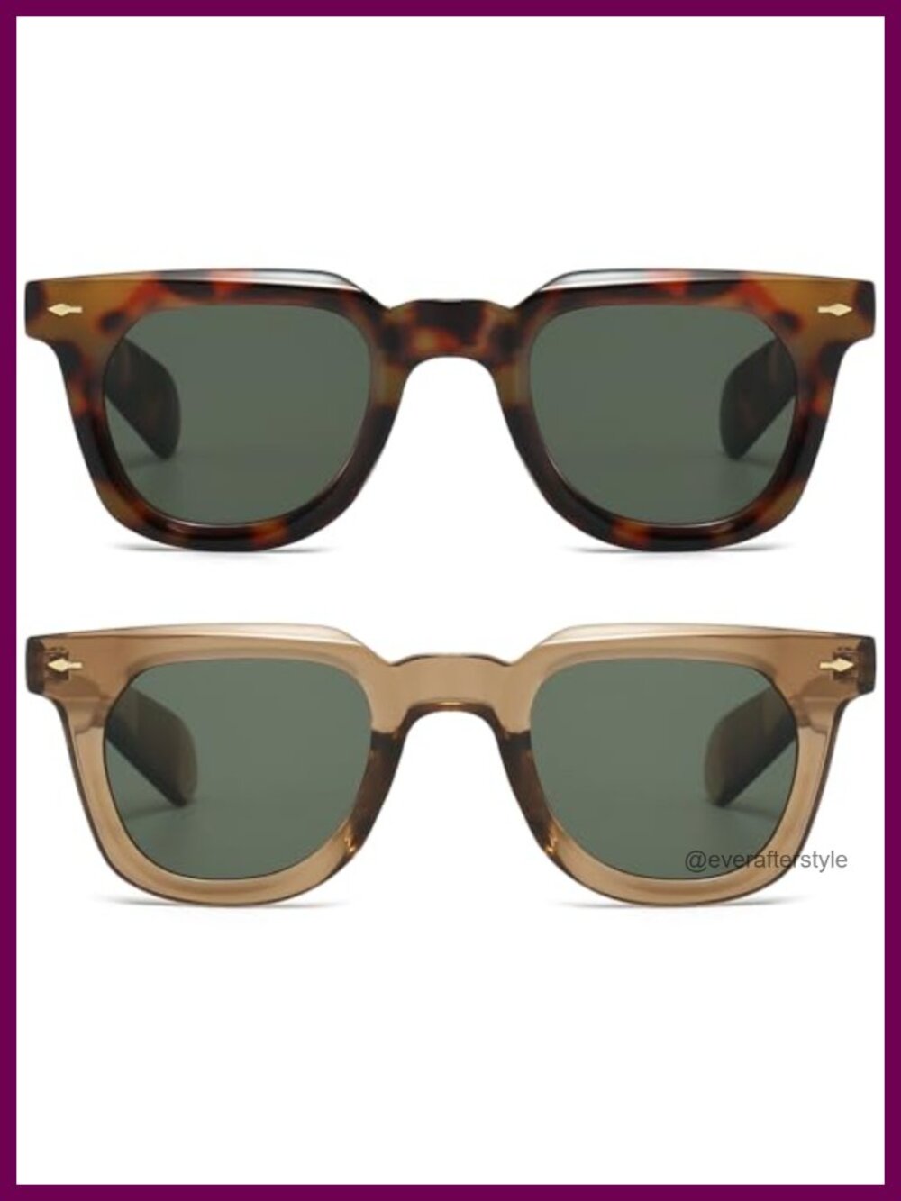 Square Sunglasses Thick Frame Full Frame Retro Rivet UV400